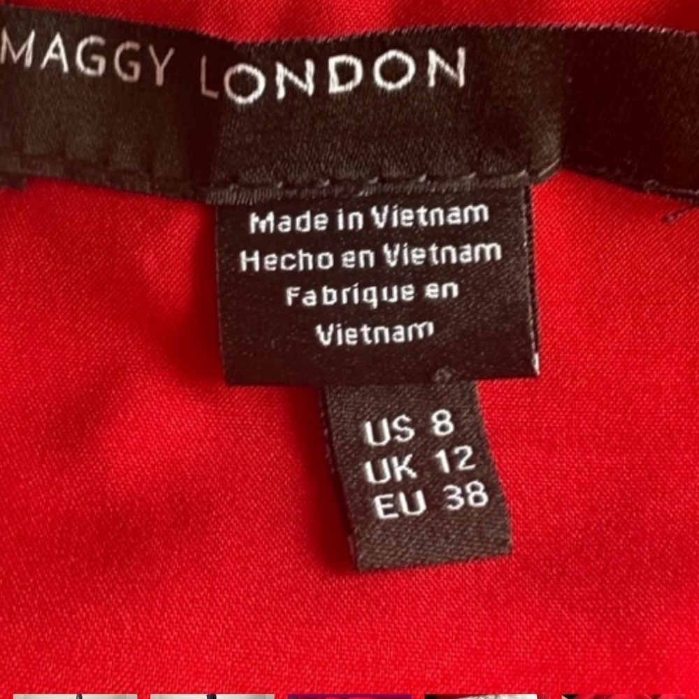 Maggy London Red Long Sleeve Wrap Dress Jersey Size 8 - Picture 4 of 4